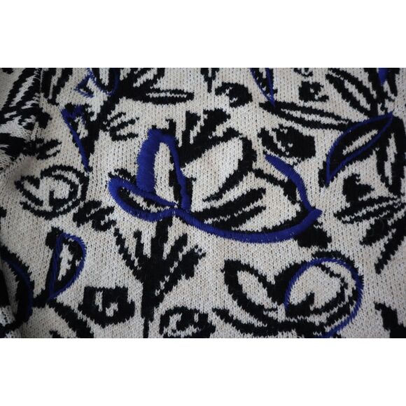 by Anthropologie Women's Sz S Blue Motif Floral Pop Embroidered Sweater - Picture 6 of 9